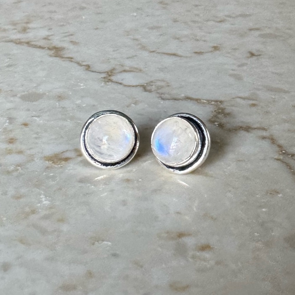 NWOT Sundance Astraea Stud Earrings, Rainbow Moonstone, Sterling Silver